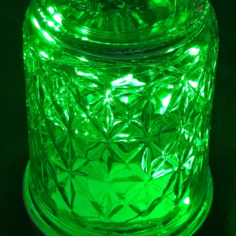 GREEN 1/2 PINT MASON JAR w/ LED FAIRY-LIGHTS/HANDCRAFTED - Picture 7 of 13